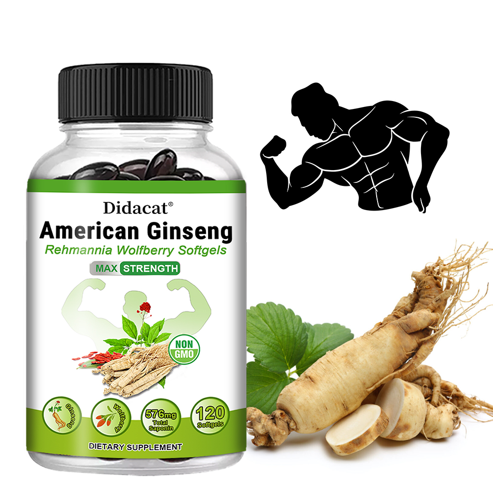 Herbal Wellness Water - Amerikanische Ginseng-Kapseln, Natürliches Kräuter-Nahrungsergänzungsmittel, Unterstützt Energie,