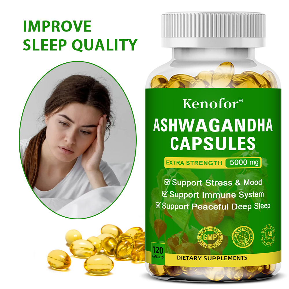Herbal Wellness Water - Ashwagandha-Komplex Kapseln 2300mg, 5-in-1 Kräutermischung, Stress-,