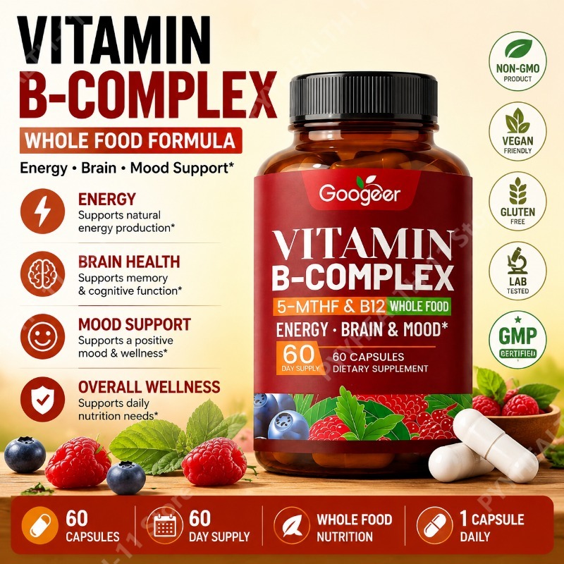 Herbal Wellness Blend - B-Komplex-Vitaminpräparat mit Biotin, B12, Folsäure, Blaubeere,