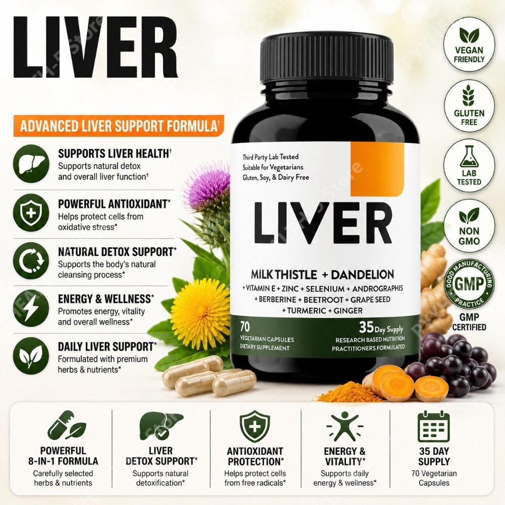 Herbal Wellness Blend - Mariendistel- und Löwenzahnwurzel-Kapseln mit Kurkuma, Ingwer,